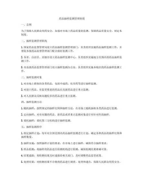 药品抽样监测管理制度