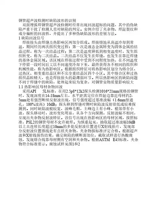 钢管超声波检测时缺陷波形的识别