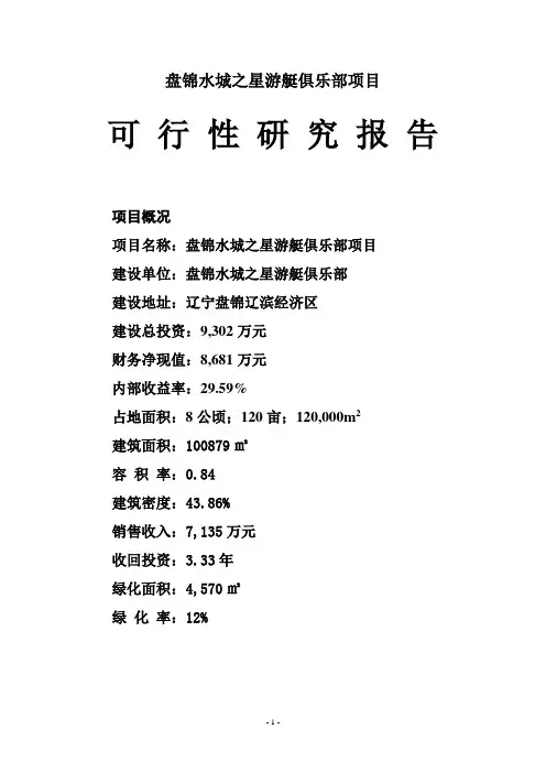 水城之星游艇俱乐部项目可行性研究报告