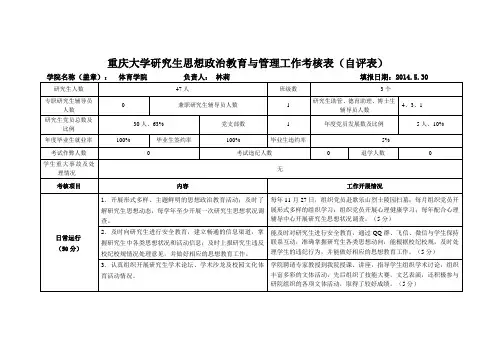 重庆大学研究生思想政治教育与管理工作考核表(自评表)