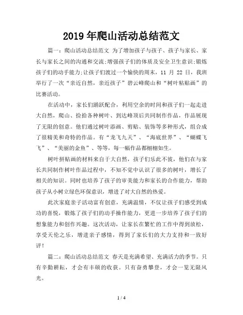 2019年爬山活动总结范文