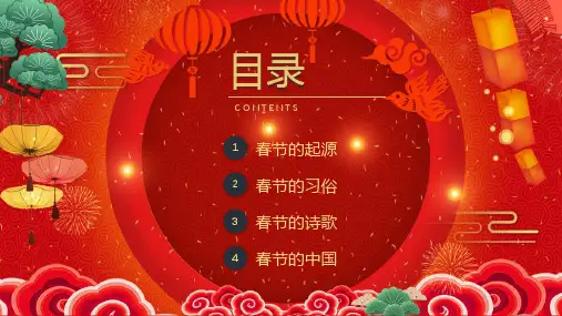 喜庆大红色新春快乐主题PPT模板