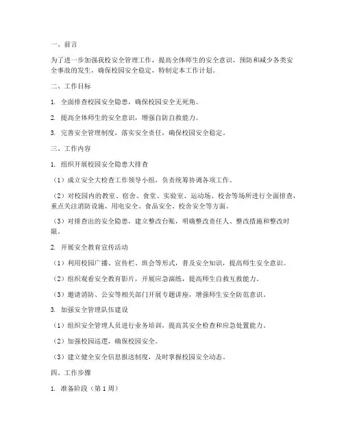 小学安全大检查工作计划