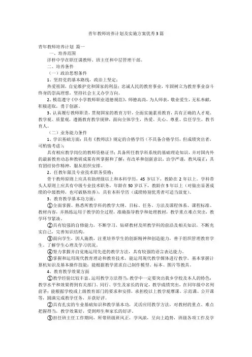 青年教师培养计划及实施方案优秀3篇