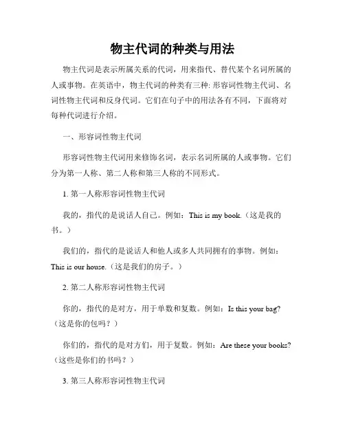物主代词的种类与用法
