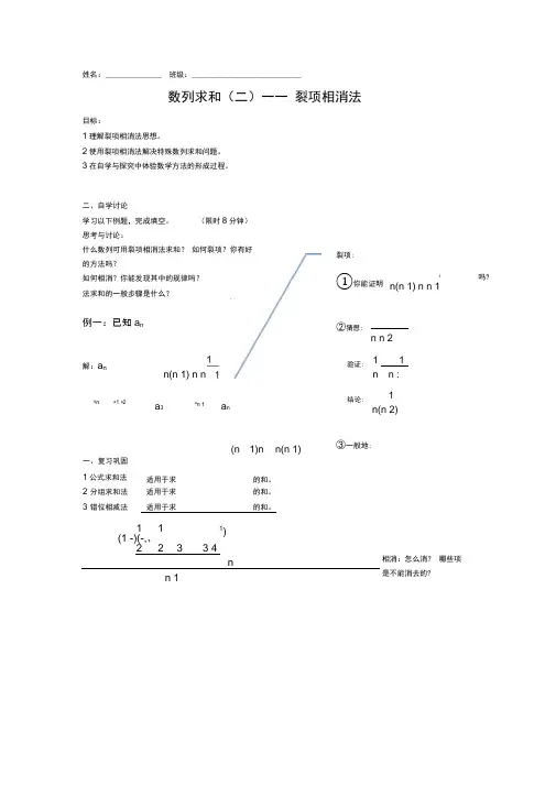 裂项相消法求和