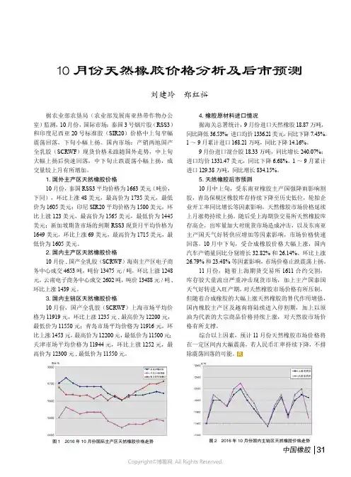 10月份天然橡胶价格分析及后市预测