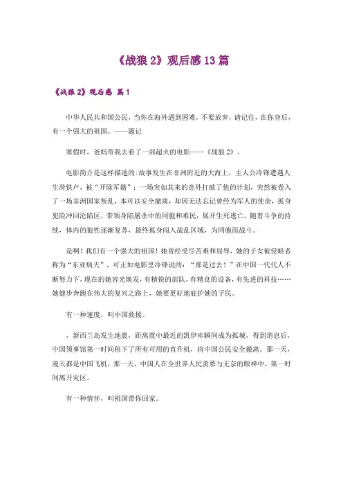 《战狼2》观后感13篇