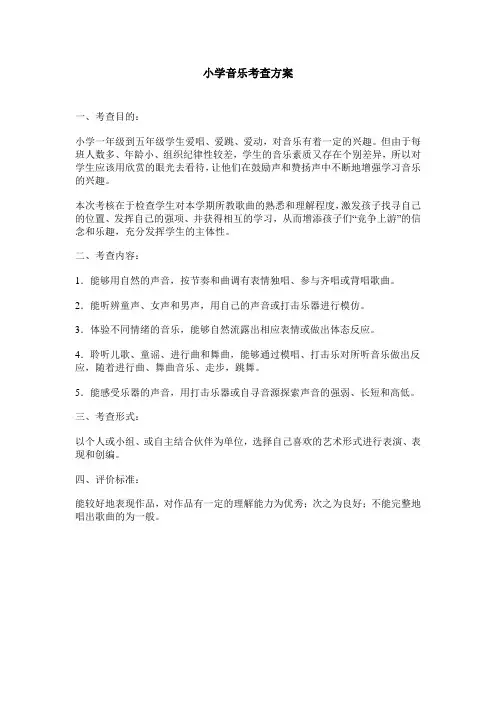 小学音乐考查方案