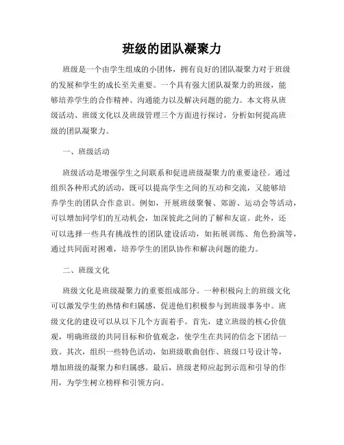 班级的团队凝聚力