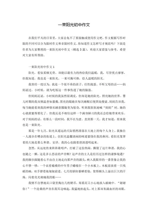 一束阳光初中作文