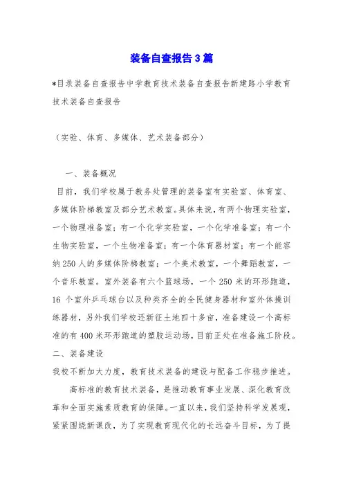 装备自查报告3篇