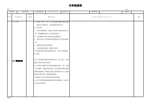内审检查表模板