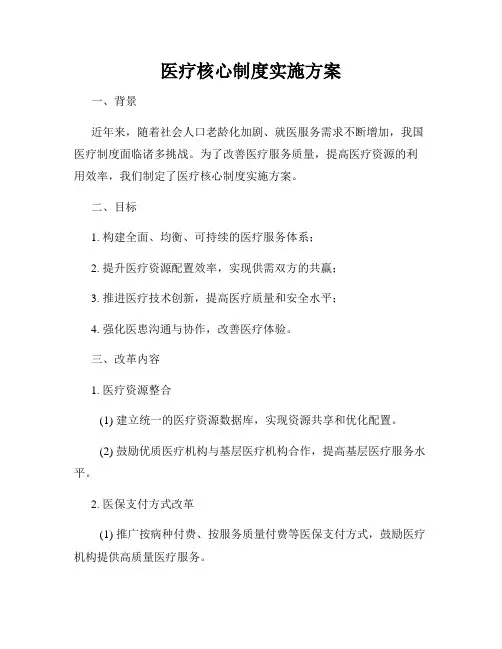 医疗核心制度实施方案