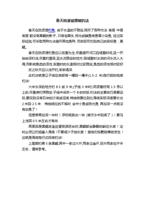 春天防波堤黑鲷钓法
