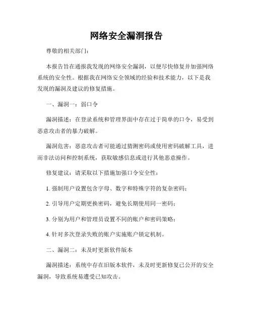 网络安全漏洞报告