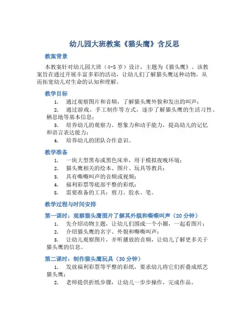 幼儿园大班教案《猫头鹰》含反思