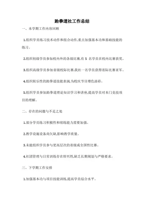跆拳道社工作总结