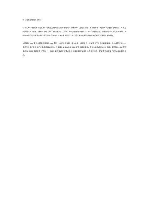中石化 安全管理体系