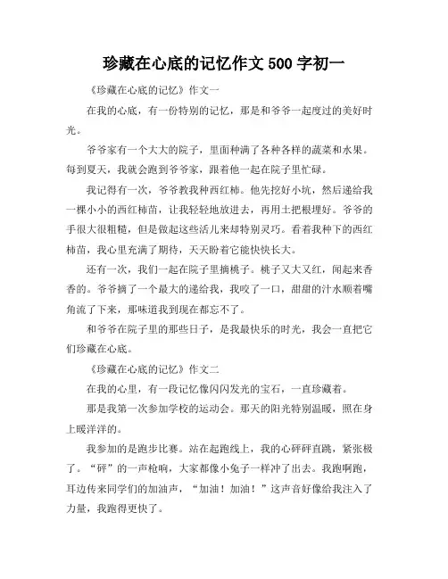 珍藏在心底的记忆作文500字初一