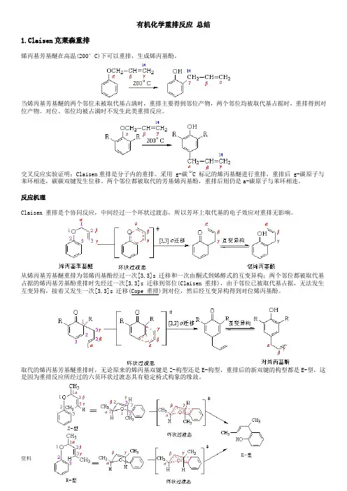 有机化学重排反应 总结