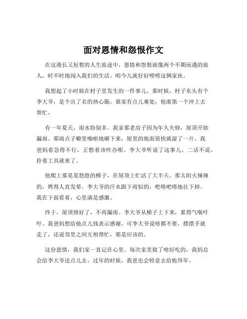 面对恩情和怨恨作文