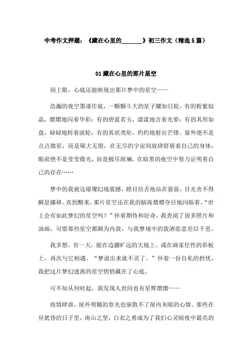藏在心里的什么作文800字初三
