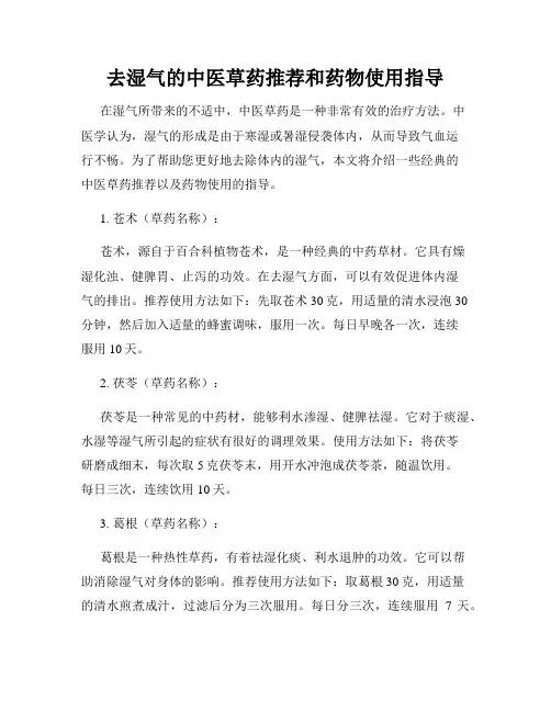 去湿气的中医草药推荐和药物使用指导