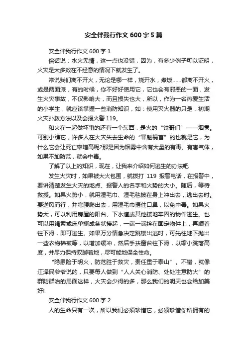 安全伴我行作文600字5篇