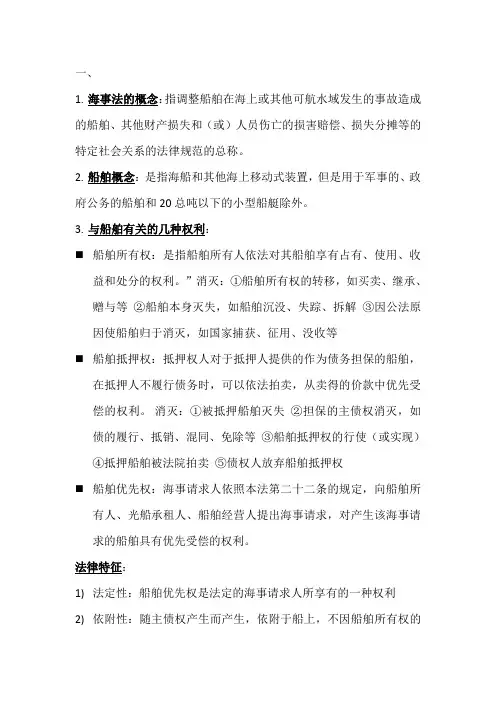 海事法总论期末重点笔记整理