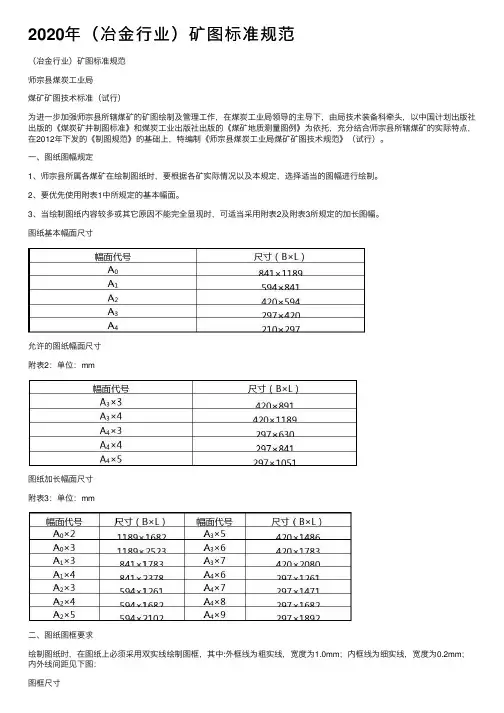 2020年（冶金行业）矿图标准规范