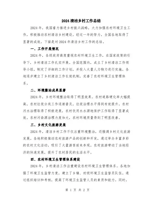 2024清洁乡村工作总结