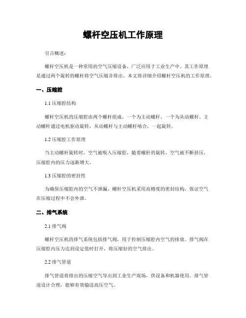螺杆空压机工作原理