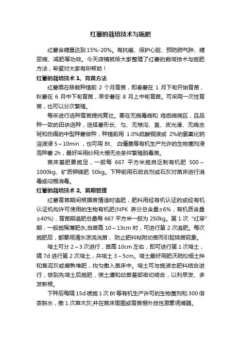 红薯的栽培技术与施肥