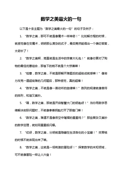数学之美最火的一句