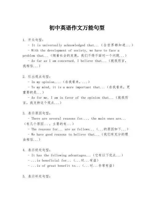 初中英语作文万能句型
