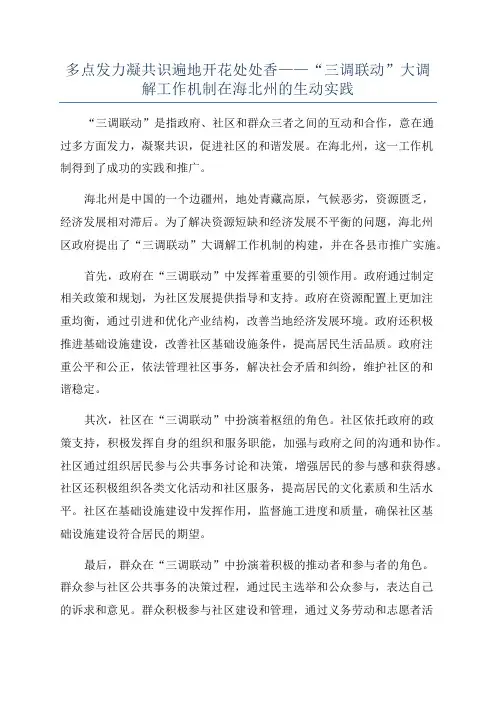 多点发力凝共识遍地开花处处香——“三调联动”大调解工作机制在海北州的生动实践