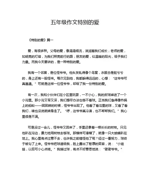 五年级作文特别的爱
