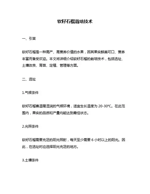 软籽石榴栽培技术