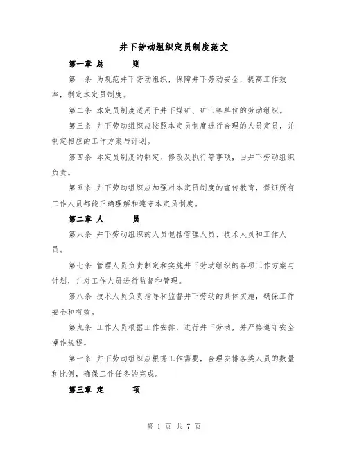 井下劳动组织定员制度范文（3篇）