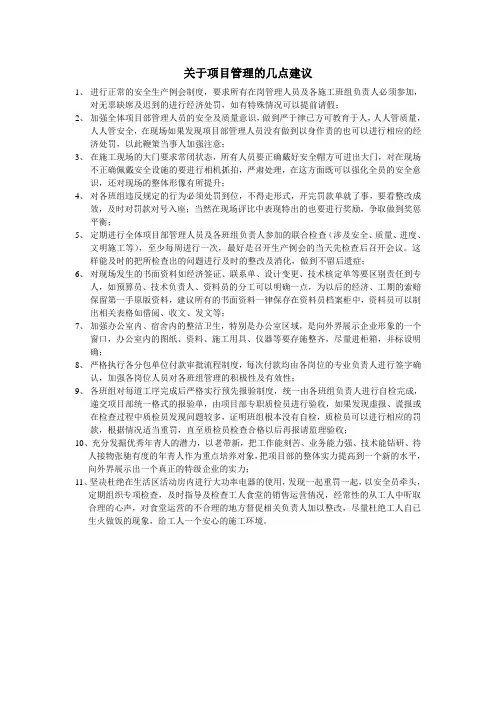 关于项目管理的几点建议