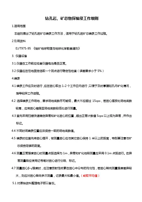 钻孔岩、矿芯物探编录工作细则