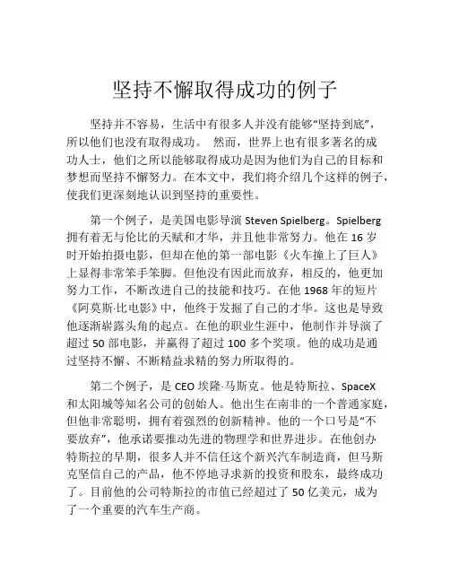 坚持不懈取得成功的例子