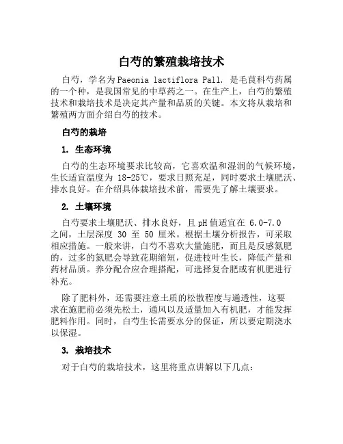 白芍的繁殖栽培技术