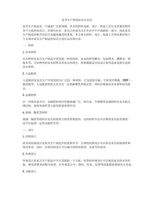 家具生产制造知识点总结