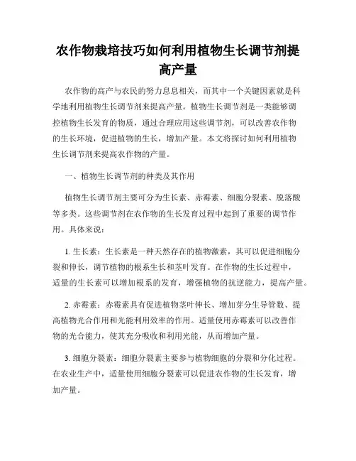 农作物栽培技巧如何利用植物生长调节剂提高产量
