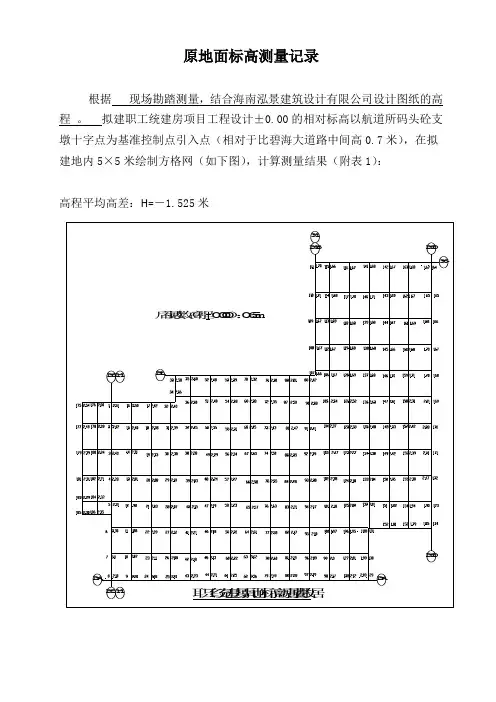 原地面标高测量记录