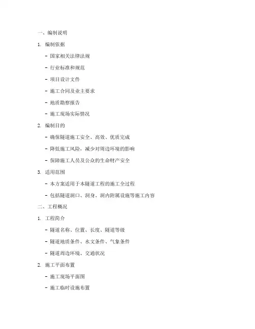隧道专项方案提纲