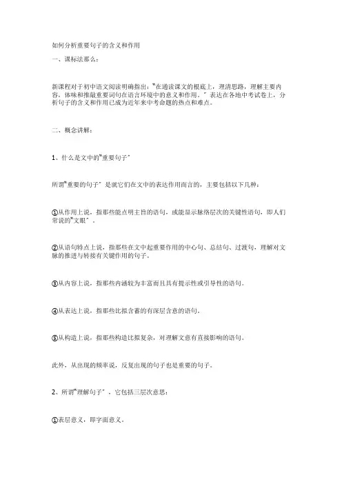 如何分析重要句子的含义和作用