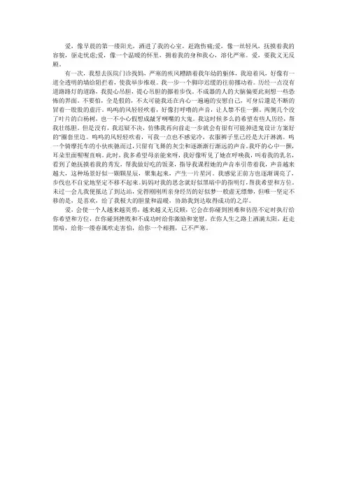 爱使我勇敢作文600字七年级